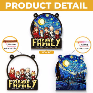 Famille pour toujours - Attrape-soleil personnalisé à suspendre à une fenêtre - Cadeau de Noël pour les membres de la famille