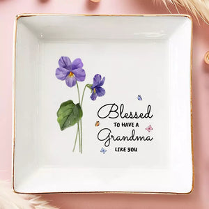 Heureux d'avoir une grand-mère comme toi - Plat à bijoux personnalisé pour la famille - Cadeau pour maman, grand-mère