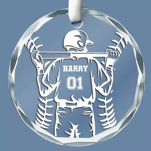 Game On, Strike Out – Décoration en verre personnalisée en forme de cercle – Cadeau de Noël pour les amateurs de sport et les joueurs