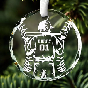 Game On, Strike Out – Décoration en verre personnalisée en forme de cercle – Cadeau de Noël pour les amateurs de sport et les joueurs