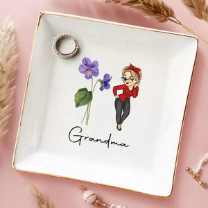 Grand-mère est le cœur de notre famille - Plat à bijoux personnalisé pour la famille - Cadeau pour maman et grand-mère