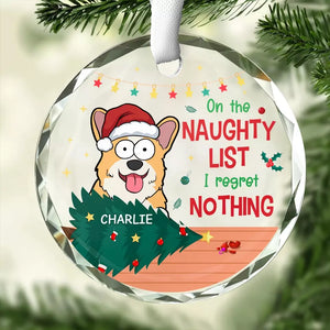 Je ne regrette rien sur la liste des vilains – Décoration en verre personnalisée pour chien et chat – Cadeau de Noël pour les propriétaires et les amoureux des animaux
