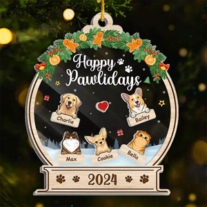 Joyeuses fêtes - Ornement shaker personnalisé à 3 étages pour chien et chat - Cadeau de Noël pour propriétaires et amoureux des animaux