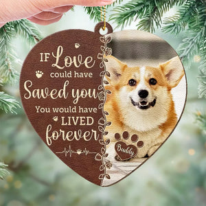 Photo personnalisée pour toujours dans mon cœur - Ornement commémoratif en cuir personnalisé - Cadeau de Noël, cadeau de condoléances pour les propriétaires d'animaux et les amoureux des animaux