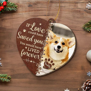 Photo personnalisée pour toujours dans mon cœur - Ornement commémoratif en cuir personnalisé - Cadeau de Noël, cadeau de condoléances pour les propriétaires d'animaux et les amoureux des animaux