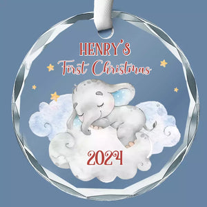 Votre premier souffle a emporté le nôtre - Décoration de Noël en verre personnalisée en forme de cercle - Cadeau de Noël pour bébé, enfant et nouveau-né