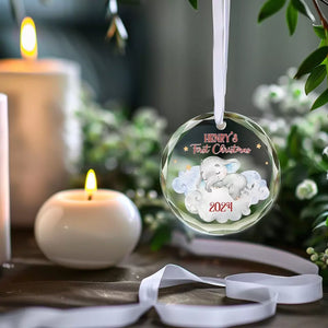 Votre premier souffle a emporté le nôtre - Décoration de Noël en verre personnalisée en forme de cercle - Cadeau de Noël pour bébé, enfant et nouveau-né