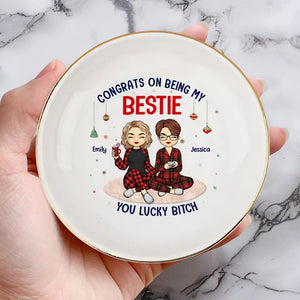 Lumières de Noël et ambiance « meilleure amie » - Coupelle à bijoux personnalisée - Cadeau de Noël pour meilleures amies, meilleures amies et sœurs