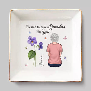 Heureux d'avoir une grand-mère comme toi - Plat à bijoux personnalisé pour la famille - Cadeau pour grand-mère