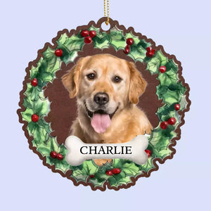 Photo personnalisée : « Je ne suis plus à mes côtés, mais pour toujours dans mon cœur » – Ornement commémoratif personnalisé en cuir – Cadeau de Noël, cadeau de condoléances pour les propriétaires d'animaux et les amoureux des animaux