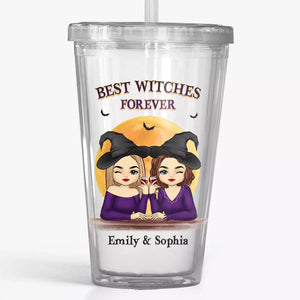 Les meilleures sorcières pour toujours - Gobelet en acrylique transparent personnalisé Bestie - Cadeau d'Halloween pour meilleures amies, meilleures amies, sœurs
