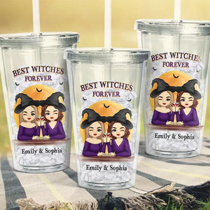Les meilleures sorcières pour toujours - Gobelet en acrylique transparent personnalisé Bestie - Cadeau d'Halloween pour meilleures amies, meilleures amies, sœurs