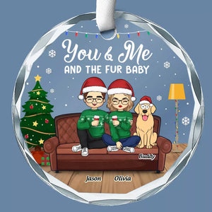 Toi, moi et le bébé à fourrure - Ornement en verre rond personnalisé pour chien et chat - Cadeau de Noël pour les propriétaires d'animaux et les amoureux des animaux