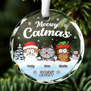 Joyeux Noël à tous ! Décoration de Noël personnalisée en verre avec motif chien et chat. Cadeau idéal pour les propriétaires et les amoureux des animaux.