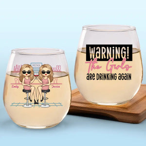 Les filles boivent à nouveau - Verre à vin personnalisé Bestie - Cadeau pour meilleures amies, meilleures amies, sœurs
