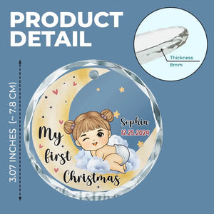 Joy To The World - Décoration de Noël personnalisée en verre avec cercle - Cadeau de Noël pour bébé, enfant et nouveau-né