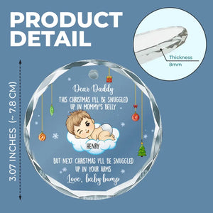 Je serai blotti dans tes bras - Ornement en verre personnalisé en forme de cercle pour la famille - Cadeau de Noël pour bébé, enfant, nouveau-né