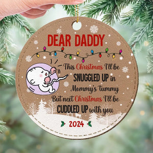 Noël prochain, je serai blotti contre toi - Décoration de Noël personnalisée en cuir pour toute la famille - Cadeau de Noël pour les membres de la famille, les bébés et les nouveau-nés