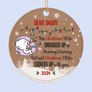 Noël prochain, je serai blotti contre toi - Décoration de Noël personnalisée en cuir pour toute la famille - Cadeau de Noël pour les membres de la famille, les bébés et les nouveau-nés