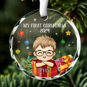 Que vos journées soient joyeuses et lumineuses - Ornement en verre personnalisé en forme de cercle pour la famille - Cadeau de Noël pour bébé, enfant, nouveau-né