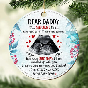 Photo personnalisée : avancez dans ce voyage d'amour et de joie ! Ornement en cuir personnalisé pour la famille ! Cadeau de Noël pour bébé, enfant et nouveau-né.