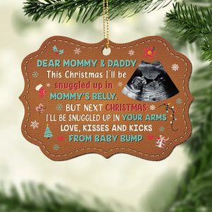 Décorations photo personnalisées pour immortaliser le premier Noël de votre bébé, des souvenirs de joie étincelants - Décoration en cuir personnalisée pour la famille - Cadeau de Noël pour bébé, enfant et nouveau-né