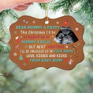 Décorations photo personnalisées pour immortaliser le premier Noël de votre bébé, des souvenirs de joie étincelants - Décoration en cuir personnalisée pour la famille - Cadeau de Noël pour bébé, enfant et nouveau-né