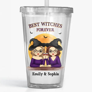 Les meilleures sorcières pour toujours - Gobelet en acrylique transparent personnalisé Bestie - Cadeau d'Halloween pour meilleures amies, meilleures amies, sœurs