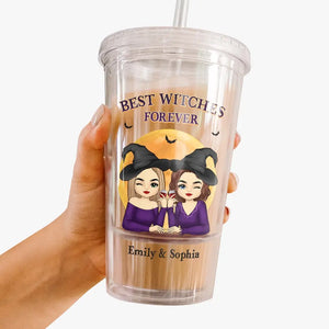 Les meilleures sorcières pour toujours - Gobelet en acrylique transparent personnalisé Bestie - Cadeau d'Halloween pour meilleures amies, meilleures amies, sœurs