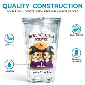 Les meilleures sorcières pour toujours - Gobelet en acrylique transparent personnalisé Bestie - Cadeau d'Halloween pour meilleures amies, meilleures amies, sœurs