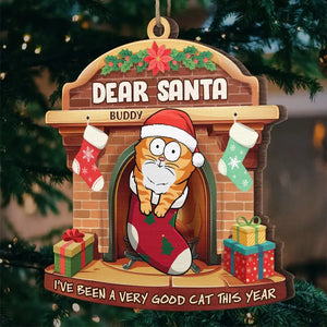 Joyeux Noël à tous les poils ! Ornement personnalisé en forme de chat ! Cadeau de Noël pour les propriétaires et les amoureux des animaux.