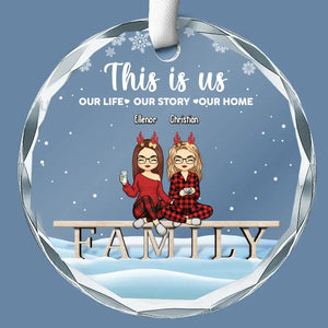 La famille est le plus beau cadeau de tous - Décoration de Noël personnalisée en verre avec cercle - Cadeau pour les membres de la famille