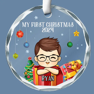 Que vos journées soient joyeuses et lumineuses - Ornement en verre personnalisé en forme de cercle pour la famille - Cadeau de Noël pour bébé, enfant, nouveau-né