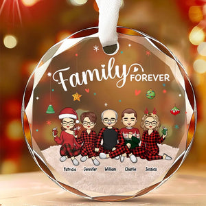 La famille illumine les fêtes - Décoration de Noël personnalisée en verre avec cercle - Cadeau de Noël pour les membres de la famille