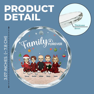 La famille illumine les fêtes - Décoration de Noël personnalisée en verre avec cercle - Cadeau de Noël pour les membres de la famille