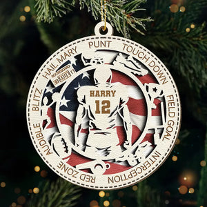 Notre amour est un coup de circuit - Décoration de football américain en cuir personnalisée - Cadeau de Noël pour les amateurs de sport et les joueurs de sport