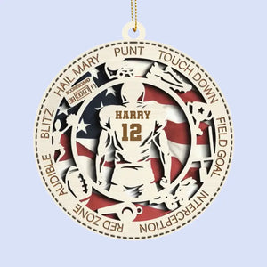 Notre amour est un coup de circuit - Décoration de football américain en cuir personnalisée - Cadeau de Noël pour les amateurs de sport et les joueurs de sport