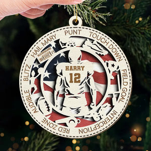 Notre amour est un coup de circuit - Décoration de football américain en cuir personnalisée - Cadeau de Noël pour les amateurs de sport et les joueurs de sport