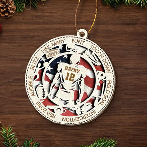 Notre amour est un coup de circuit - Décoration de football américain en cuir personnalisée - Cadeau de Noël pour les amateurs de sport et les joueurs de sport
