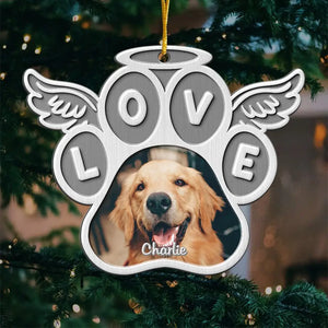 Photo personnalisée « Nous restons à jamais liés » - Ornement commémoratif personnalisé - Forme personnalisée en métal - Cadeau de condoléances, cadeau de Noël pour les propriétaires d'animaux de compagnie et les amoureux des animaux