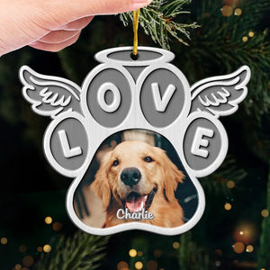 Photo personnalisée « Nous restons à jamais liés » - Ornement commémoratif personnalisé - Forme personnalisée en métal - Cadeau de condoléances, cadeau de Noël pour les propriétaires d'animaux de compagnie et les amoureux des animaux