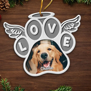 Photo personnalisée « Nous restons à jamais liés » - Ornement commémoratif personnalisé - Forme personnalisée en métal - Cadeau de condoléances, cadeau de Noël pour les propriétaires d'animaux de compagnie et les amoureux des animaux