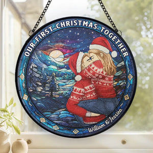 Être avec toi est la véritable magie de Noël - Attrape-soleil personnalisé pour couple, vitrail - Cadeau de Noël pour mari et femme, anniversaire