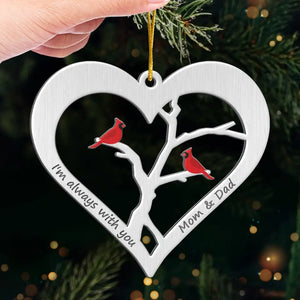 Les cardinaux apparaissent à proximité des anges - Ornement commémoratif personnalisé - Forme en métal personnalisée - Cadeau de condoléances, cadeau de Noël pour les membres de la famille