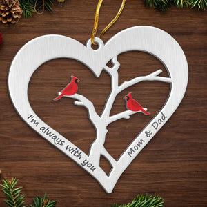 Les cardinaux apparaissent à proximité des anges - Ornement commémoratif personnalisé - Forme en métal personnalisée - Cadeau de condoléances, cadeau de Noël pour les membres de la famille