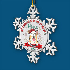 Premier Noël dans ma maison pour toujours - Décoration personnalisée pour chien et chat - Forme personnalisée en métal - Cadeau de Noël pour propriétaires d'animaux, amoureux des animaux, premier Noël