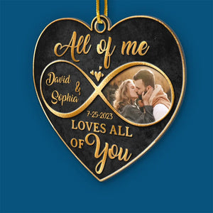 Photo personnalisée L'amour est la beauté de l'âme - Ornement personnalisé pour couple - Forme personnalisée en métal - Cadeau de Noël pour mari et femme, anniversaire