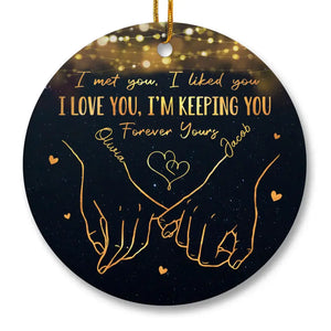 Je veux être avec toi jusqu'à ma dernière page - Ornement personnalisé pour couple - Forme ronde en céramique - Cadeau de Noël pour mari et femme, anniversaire