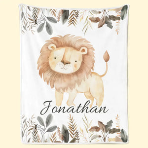 Couvertures douillettes et amis sauvages pour de beaux rêves - Couverture bébé personnalisée pour la famille - Cadeau pour bébé, enfant, nouveau-né