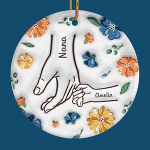 Le toucher d'une mère est l'ancre d'un cœur - Ornement personnalisé en 3D avec effet gonflé - Forme ronde en céramique - Cadeau de Noël pour maman, grand-mère